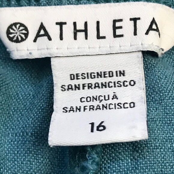 Athleta Retreat Linen Mid-Rise Wide Leg Pants Women's Plus Size 16 Split Hems - Picture 4 of 14